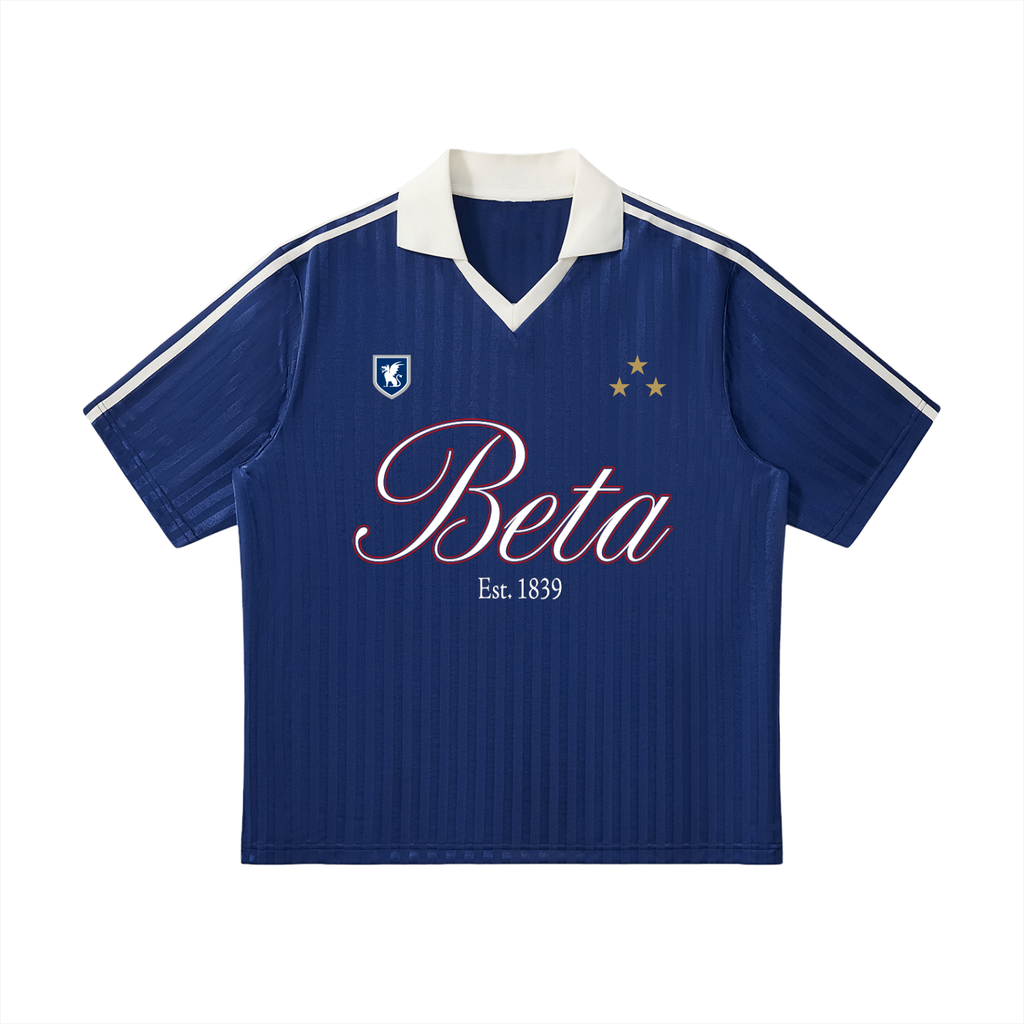 Beta Contrast Collar Striped Soccer Jersey